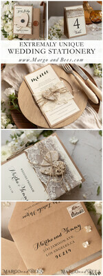 MENÜ & PROGRAMME  
 rustikal und Spitze Rustikales Hochzeitsprogramm mit Spitze, Scheunen-Hochzeitsprogramm, umweltfreundliche romantische personalisierte Karten mit Holzherz, einfaches rustikales Spitzen-Hochzeitsprogramm, elegantes Heft Ecru-Hochzeitskarten.14
