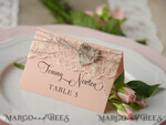 PLACE CARDS / TABLE CARDS rustic and lace Romantic Ecru Lace Wedding Place Cards, Blush Pink Name Tags with Natural Twine and Wooden Heart, Elegant Wedding Stationery, Rustic Escort Cards, Editable Text4