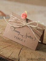 PLACE CARDS / TABLE CARDS rustic and lace Rustic Eco Brown Wedding Place Cards, Delicate Wedding Name Tag with White Rose Decor, Burlap Twine and Rose Decor, Unique Eco Wedding Stationery, Editable Text6