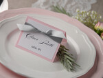 PLACE CARDS / TABLE CARDS rustic and lace Romantic White Minimalist Wedding Table Place Cards with Grey Ribbon, Modern Elegant Botanical Place Card, Glamour Table Cards, Pink Rustic Wedding Name Tag3