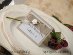 PLACE CARDS / TABLE CARDS rustic and lace Elegant Eco Brown Wedding Place Cards with White Rose, Ivory Wedding Name Tags with Brown Burlap Twine and Dried Leaf, Rustic Wedding Stationery, Editable Text3
