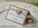 PLACE CARDS / TABLE CARDS rustic and lace Elegant Eco White Wedding Place Cards with Wooden Heart, White Wedding Name Tags with Burlap Twine and Birch Heart, Rustic Wedding Stationery, Editable Text3