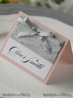 PLACE CARDS / TABLE CARDS rustic and lace Romantic Grey Wedding Place Cards, Name Tags with Grey Ribbon and Lace, Elegant Wedding Stationery, Blush Pink Rustic Escort Cards, Editable Text, Shabby Chic4