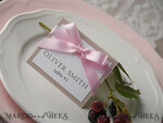 PLACE CARDS / TABLE CARDS rustic and lace Romantic White Minimalist Wedding Table Place Cards with Pink Ribbon, Modern Elegant Eco Place Card, Rustic Pink Table Cards, Gorgeous Wedding Name Tags6