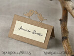 PLACE CARDS / TABLE CARDS rustic and lace Eco Brown Wedding Place Cards with Birds Decor, Ivory and Eco Wedding Name Tags, Rustic Wedding Stationery, Rustic Wedding Escort Cards, Editable Text 3