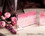 PLACE CARDS / TABLE CARDS Acrylic Gold Clear / Wood 3D Modern Ombre Pale Pink Mauve Acrylic Place card, Wedding Place Cards, Dusty Rose Name Card premium, Transparent Acryl Seating Card, Painted Luxury Escort Cards16