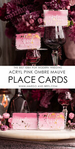 PLACE CARDS / TABLE CARDS Acrylic Gold Clear / Wood 3D Modern Ombre Pale Pink Mauve Acrylic Place card, Wedding Place Cards, Dusty Rose Name Card premium, Transparent Acryl Seating Card, Painted Luxury Escort Cards16