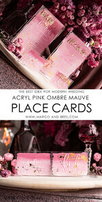 PLACE CARDS / TABLE CARDS Acrylic Gold Clear / Wood 3D Modern Ombre Pale Pink Mauve Acrylic Place card, Wedding Place Cards, Dusty Rose Name Card premium, Transparent Acryl Seating Card, Painted Luxury Escort Cards16