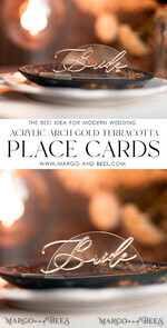 PLACE CARDS / TABLE CARDS Acrylic Gold Clear / Wood 3D Modern Half Arch Acrylic Place Card with Stand, Premium Wedding Seat Cards, Clear Acrylic Name Card, Luxury Seating Card, Gold 3D Guest Names, Editable Text11