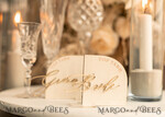 PLACE CARDS / TABLE CARDS Acrylic Gold Clear / Wood 3D Ivory Wedding Place Cards, Modern half arch Velvet Acrylic Place card with stand, Wedding seat gold Cards, Velvet Mirror gold Name Card, Editable Text9