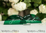 PLACE CARDS / TABLE CARDS Acrylic Gold Clear / Wood 3D Acrylic Arch Green Place card with stand, Emerald Green Acrylic Place card, White UV Plexi Flat Place card, Green Luxury Wedding Table Decor, Green Wedding Sign8