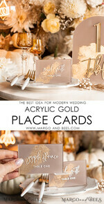 PLATZKARTEN / TISCHKARTEN  
 Acrylgold klar / Holz 3D Acryl Beige Platzkarte mit Ständer, Arch Clear Nude Taupe Namenskarten, Premium Luxus Sitzkarten, Platzkarten für Hochzeitsgäste, Gold Gäste-Eskortkarten38