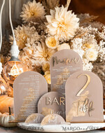 PLACE CARDS / TABLE CARDS Acrylic Gold Clear / Wood 3D Acrylic Arch Beige Place Card with Stand, Clear Acryl and Gold Flat Place Card, Nude Gold Plexi Flat Place Card, Tan Luxury Wedding Table Decor, Earthy Wedding15