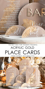 PLACE CARDS / TABLE CARDS Acrylic Gold Clear / Wood 3D Acrylic Arch Beige Place Card with Stand, Clear Acryl and Gold Flat Place Card, Nude Gold Plexi Flat Place Card, Tan Luxury Wedding Table Decor, Earthy Wedding15