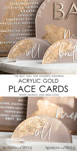 PLACE CARDS / TABLE CARDS Acrylic Gold Clear / Wood 3D Acrylic Arch Beige Place Card with Stand, Clear Acryl and Gold Flat Place Card, Nude Gold Plexi Flat Place Card, Tan Luxury Wedding Table Decor, Earthy Wedding15