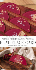 PLACE CARDS / TABLE CARDS Acrylic Gold Clear / Wood 3D Acrylic Arch Burgundy Flat Place Card, Clear Acrylic and Gold Flat Place Card, Maroon Gold Plexi Flat Place Card, Marsala Luxury Wedding Table Decor, White Text14