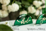 PLACE CARDS / TABLE CARDS Acrylic Gold Clear / Wood 3D Modern Arch Green Acrylic Place Card with Stand, Premium Wedding Seat Cards, Green Acrylic Name Card, Luxury Seating Card, Gold 3D Guest Names, Editable Text18