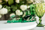 PLACE CARDS / TABLE CARDS Acrylic Gold Clear / Wood 3D Modern Arch Green Acrylic Place Card with Stand, Premium Wedding Seat Cards, Green Acrylic Name Card, Luxury Seating Card, Gold 3D Guest Names, Editable Text18