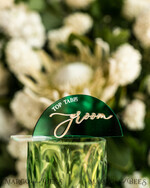 PLACE CARDS / TABLE CARDS Acrylic Gold Clear / Wood 3D Modern Arch Green Acrylic Place Card with Stand, Premium Wedding Seat Cards, Green Acrylic Name Card, Luxury Seating Card, Gold 3D Guest Names, Editable Text18