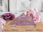 PLACE CARDS / TABLE CARDS Acrylic Gold Clear / Wood 3D Modern Mauve Arch Acrylic Place Card with Stand, Premium Wedding Seat Cards, Clear Acrylic Name Card, Luxury Seating Card, Gold 3D Guest Names, Editable Text12