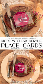 PLACE CARDS / TABLE CARDS Acrylic Gold Clear / Wood 3D Clear Acryl Place Cards, Acrylic Place Card, White Printout Transparent Acrylic Wedding Place Cards, Custom Escort Cards, Editable Text, Modern Wedding Signage8