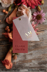 PLACE CARDS / TABLE CARDS Luxury Premium Glitter/ Gold/ Silver/ Rose Gold Modern Burgundy Wedding Place Cards, Copper Place Cards with Gold Printout, Elegant Name Tags for Your Wedding Tables, Romantic Wedding Stationery, Custom Text3
