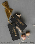 PLACE CARDS / TABLE CARDS Luxury Premium Glitter/ Gold/ Silver/ Rose Gold Halloween Wedding Place Card, Black Wedding Escort Card, Spooky Halloween Place Cards, Gothic Wedding Place Cards, Skeleton Wedding Set black and gold6