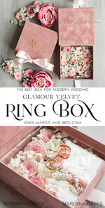 RINGTRÄGERBOXEN & KISSEN Samtkästchen für den Trauungszeremonie Luxuriöse Samt-Acryl-Hochzeitsring-Box, Glamour Blush Pink und Gold Hochzeitsring-Box, Elegante Hochzeitsbox aus Samt in Blush Pink, Handgefertigte Hochzeitsring-Box14