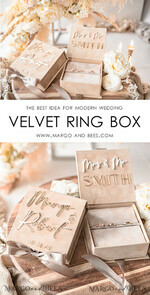 RING BEARER BOXES & PILLOWS Velvet ring box for wedding ceremony Beige Pink Golden velvet Wedding Ring Box for ceremony, Ring Box for Wedding Ceremony 3 rings velvet, Boho Glam Wedding Ring Boxes his hers, Luxury Velvet Ring box double Custom Colors18