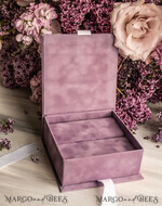 RING BEARER BOXES & PILLOWS Velvet ring box for wedding ceremony Ring Box for Wedding Ceremony 3 rings, Blush Pink Golden velvet Wedding Ring Box for ceremony, Boho Glam Wedding Ring Boxes his hers, Luxury Velvet Ring box double Custom Colors13