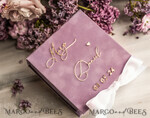 RING BEARER BOXES & PILLOWS Velvet ring box for wedding ceremony Ring Box for Wedding Ceremony 3 rings, Blush Pink Golden velvet Wedding Ring Box for ceremony, Boho Glam Wedding Ring Boxes his hers, Luxury Velvet Ring box double Custom Colors13