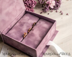 RING BEARER BOXES & PILLOWS Velvet ring box for wedding ceremony Ring Box for Wedding Ceremony 3 rings, Blush Pink Golden velvet Wedding Ring Box for ceremony, Boho Glam Wedding Ring Boxes his hers, Luxury Velvet Ring box double Custom Colors13