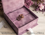 RING BEARER BOXES & PILLOWS Velvet ring box for wedding ceremony Ring Box for Wedding Ceremony 3 rings, Blush Pink Golden velvet Wedding Ring Box for ceremony, Boho Glam Wedding Ring Boxes his hers, Luxury Velvet Ring box double Custom Colors13
