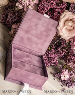 RING BEARER BOXES & PILLOWS Velvet ring box for wedding ceremony Ring Box for Wedding Ceremony 3 rings, Blush Pink Golden velvet Wedding Ring Box for ceremony, Boho Glam Wedding Ring Boxes his hers, Luxury Velvet Ring box double Custom Colors13