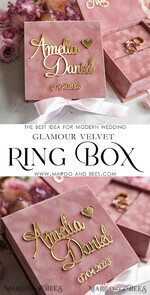 RING BEARER BOXES & PILLOWS Velvet ring box for wedding ceremony Presoanlised wedding Ring box for 2 or 3 rings, Handmade wedding ring pillow • Luxury ring bearer pillow • Custom Glamour ring bearer12
