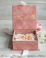 RINGTRÄGERBOXEN & KISSEN Samtkästchen für den Trauungszeremonie Luxuriöse Samt-Acryl-Eheringe-Box, Glamour Blush Pink und Gold Eheringe-Box, Elegante Eheringe-Box aus Samt in Blush Pink, Handgefertigte Eheringe-Box.14