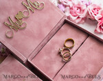 RINGTRÄGERBOXEN & KISSEN Samtkästchen für den Trauungszeremonie Blush Pink Goldene Samt-Ringbox für die Zeremonie, Ringbox für die Hochzeitszeremonie 3 Ringe Samt, Boho Glam Hochzeitsringboxen für ihn und sie, Luxuriöse Samt-Ringbox doppelt, Individuelle Farben10