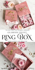 RING BEARER BOXES & PILLOWS Velvet ring box for wedding ceremony Blush Pink Golden velvet Wedding Ring Box for ceremony, Ring Box for Wedding Ceremony 3 rings velvet, Boho Glam Wedding Ring Boxes his hers, Luxury Velvet Ring box double Custom Colors9