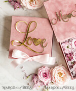 RING BEARER BOXES & PILLOWS Velvet ring box for wedding ceremony Ring Box for Wedding Ceremony 3 rings, Blush Pink Golden velvet Wedding Ring Box for ceremony ceremony velvet, Glamour Wedding Ring Boxes his hers, Luxury Velvet Ring box double Custom Colors10