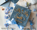 RINGTRÄGERBOXEN & KISSEN Samtkästchen für den Trauungszeremonie Staubblauer goldener Samt-Ringbox für die Zeremonie, Ringbox für die Hochzeitszeremonie 3 Ringe Samt, Boho Glam Hochzeitsringboxen für ihn und sie, luxuriöse Samt-Ringbox doppelt mit maßgeschneiderten Farben.11