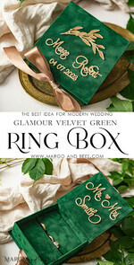 RINGTRÄGERBOXEN & KISSEN Samtkästchen für den Trauungszeremonie grüne goldene Samt-Ringbox für die Zeremonie, Ringbox für die Hochzeitszeremonie 3 Ringe Samt, Boho Glam Hochzeitsringboxen für ihn und sie, luxuriöse Samt-Ringbox doppelt, benutzerdefinierte Farben15