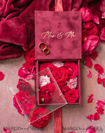 RINGTRÄGERBOXEN & KISSEN Samtkästchen für den Trauungszeremonie Luxuriöse Samt-Acryl-Hochzeitsring-Box, Glamour Bordeauxrot und goldene Hochzeitsring-Box, elegante Hochzeitsbox aus burgunderfarbenem Samt in Pink, handgefertigte Hochzeitsring-Box.12