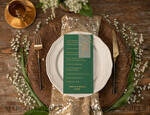 MENU & PROGRAMS glitter/ luxury premium Emerald Green Golden Shine Wedding Menu, Green And Gold Foil Wedding Table Menu, Modern Dinner Menu With Golden Twine And Vellum, Simple Handmade Wedding Menus 1