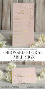 MENU & PROGRAMS glitter/ luxury premium Embossed Blush Pink Wedding Menu, Elegant Wedding Menu Cards With Floral Motif rose, Luxury Wedding Menu With Gold Foil3