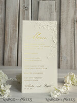 MENU & PROGRAMS glitter/ luxury premium Embossed Ivory Wedding Menu, Elegant Wedding Menu Cards With Floral Motif rose, Luxury Wedding Menu With Gold Foil5