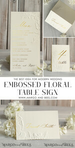 MENU & PROGRAMS glitter/ luxury premium Embossed Ivory Wedding Menu, Elegant Wedding Menu Cards With Floral Motif rose, Luxury Wedding Menu With Gold Foil5