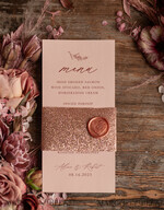 MENU & PROGRAMS glitter/ luxury premium Romantic Blush Pink Wedding Menu, Glamour Minimalist Dinner menu with Glitter belly band and wax seal, Elegant Simple Party Table Menu, Modern Wedding Menu Card2