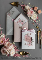 WEDDING INVITATIONS Modern Invites Floral Cards  Elegant Blush Pink Wedding Invitations, Glamour Arabic Pocket Wedding Invites, Modern Floral Wedding Cards, Minimalistic Wedding Invitation Suite15