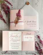 WEDDING INVITATIONS Modern Invites Floral Cards  Romantic Blush Pink Wedding Invitations, Elegant Wedding Invitation Suite With Heather, Delicate Vellum Wedding Invites, Minimalistic Wedding Cards6