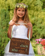 FLOWER GIRL / Page Boy SIGNS rustic too late to run uncle cause here she comes Personalised wood wedding sign, Wooden Page boy sign, Wood Engraved flower girl sign, flower girl wedding day sign, rustic wedding decor for flower girl, daddy here comes mummy, here comes the bride 4